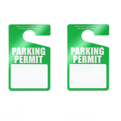 Grüne Parkgenehmigung PVC-Hangtag Wasserdichtes Dauertag für das Auto