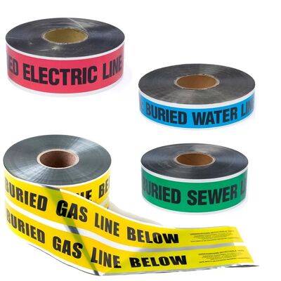 Individuell bedrucktes Logo, unterirdisch detektierbares, mit Aluminiumfolie beschichtetes PE-Warnband