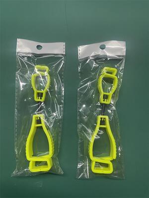 Gewässertes Logo Handschuhclip Gelb Polyethylen-Hanger Sicherheitshandschuhhalter Kunststoff-Arbeitshandschuhclip