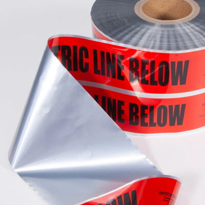 Custom Printed Underground Detectable  PE Aluminum Backing  Roll Warning Tape Plastic Barrier Tape